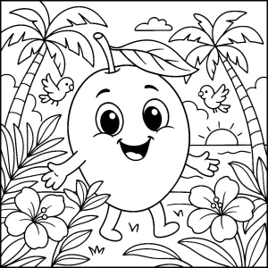 Pobierz PDF wesole mango na egzotycznym tle darmowa kolorowanka do druku