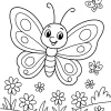 Pobierz PDF wesoly motyl nad kwiatowa laka darmowa kolorowanka do druku