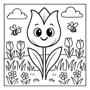 Kolorowanka do druku – Uśmiechnięta róża (PDF)