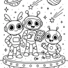 Pobierz PDF zabawne roboty na kosmicznej platformie darmowa kolorowanka do druku
