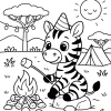 Pobierz PDF zebra przy ognisku z pianka darmowa kolorowanka do druku