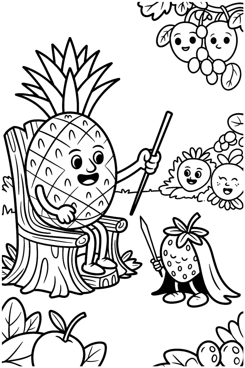 Pobierz PDF ananas krol i jego dwor darmowa kolorowanka do druku