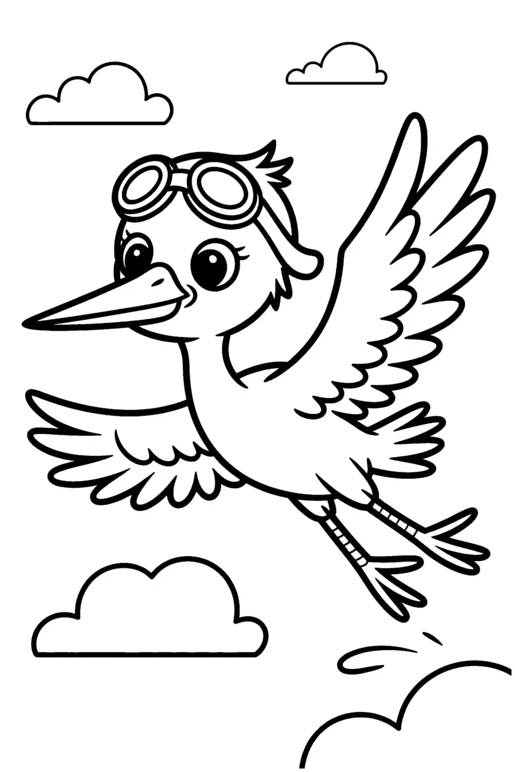 Pobierz PDF bocian pilot w goglach darmowa kolorowanka do druku