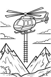 Kolorowanka do druku - Górski helikopter w akcji ratunkowej (PDF)