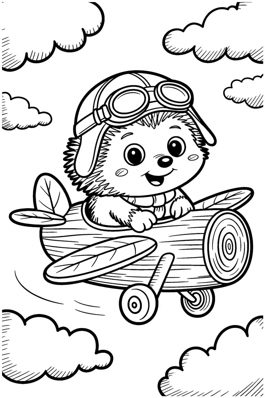 Pobierz PDF jezyk pilot w drewnianym samolocie darmowa kolorowanka do druku