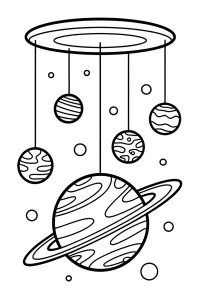 Kolorowanka do druku - Kosmiczna karuzela z planetami (PDF)