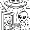 Pobierz PDF kosmita dostarcza pizze z ufo darmowa kolorowanka do druku