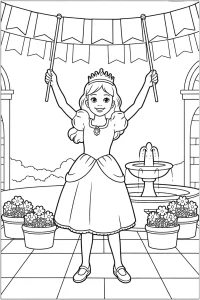 Kolorowanka do druku - Królewna z pałeczkami do rytmiki (PDF)