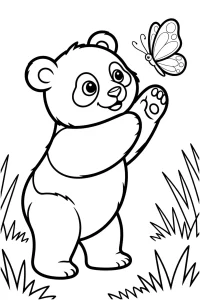 Pobierz PDF mala panda bawi sie z motylkiem darmowa kolorowanka do druku