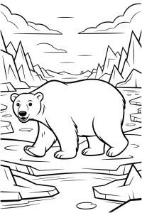 Kolorowanka do druku - Niedźwiedź polarny w Arktyce (PDF)