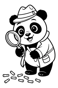 Kolorowanka do druku - Panda detektyw na tropie zagadki (PDF)