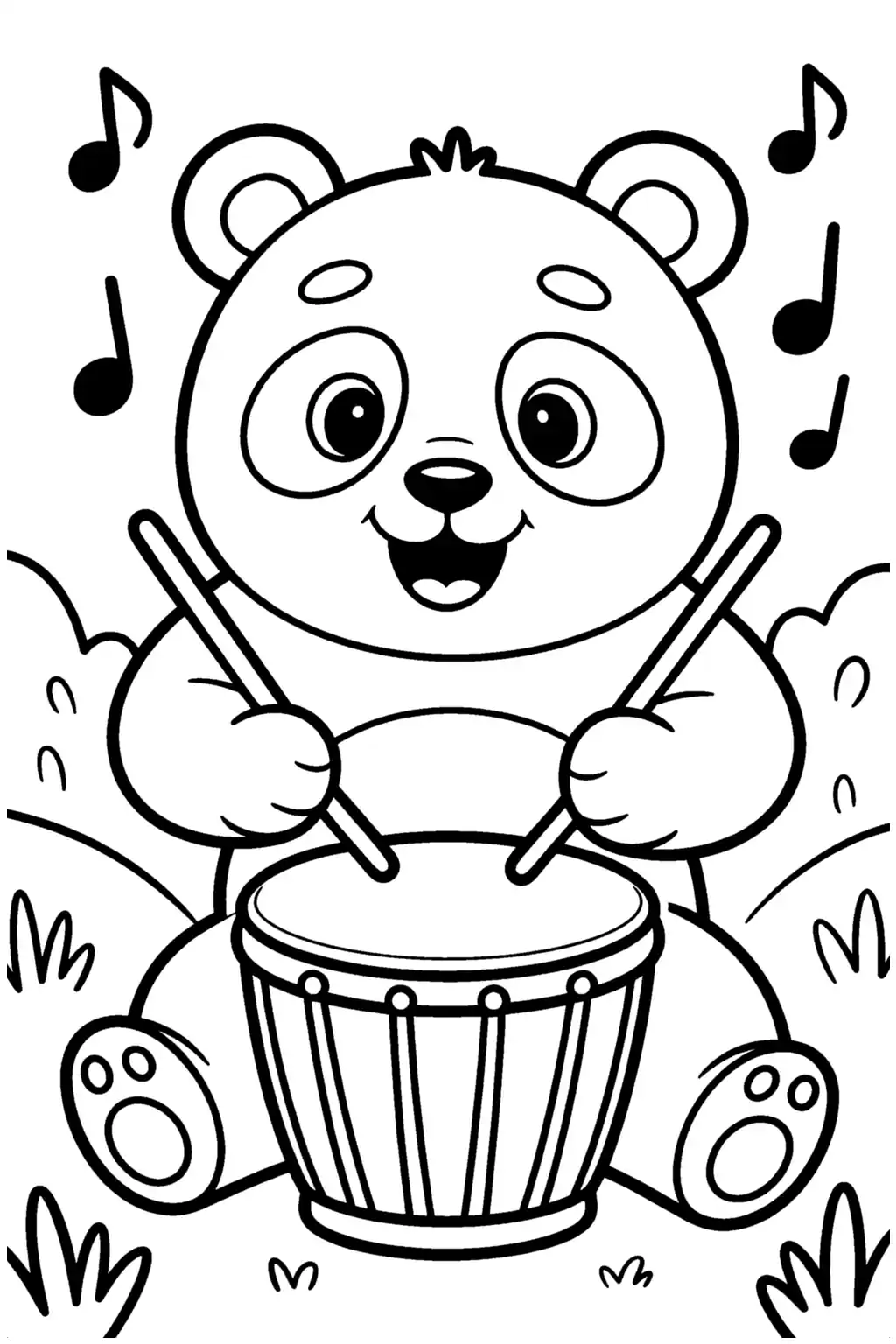 Pobierz PDF panda gra na bebenku darmowa kolorowanka do druku