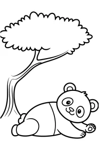 Kolorowanka do druku - Panda odpoczywająca pod drzewem (PDF)