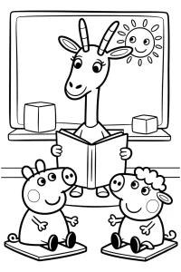 Kolorowanka do druku - Pani Gazela czyta dzieciom bajkę (PDF)