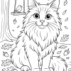 Pobierz PDF puszysty kot maine coon na dywanie darmowa kolorowanka do druku