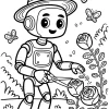 Pobierz PDF robot ogrodnik przycina roze darmowa kolorowanka do druku