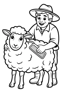 Kolorowanka do druku - Rolnik dba o swoją owieczkę (PDF)