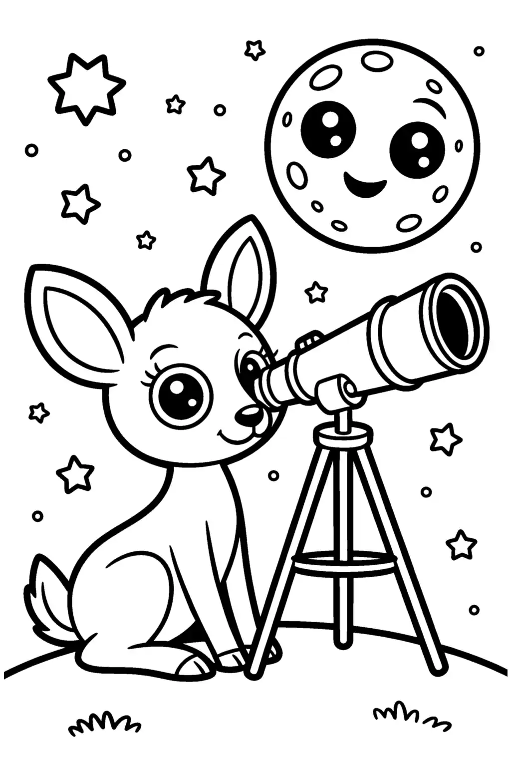 Pobierz PDF sarenka astronom obserwuje ksiezyc darmowa kolorowanka do druku