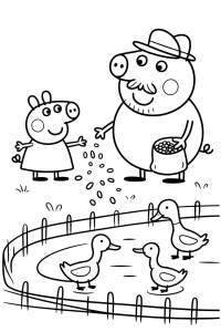 Pobierz PDF swinka peppa karmi kaczki darmowa kolorowanka do druku