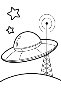 Kolorowanka do druku - UFO i wieża transmisyjna (PDF)
