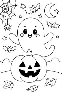 Pobierz PDF usmiechniety duszek halloween darmowa kolorowanka do druku