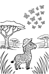 Kolorowanka do druku - Zebra w kapeluszu podróżnika (PDF)