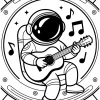 Pobierz PDF astronauta gra na gitarze w kosmosie darmowa kolorowanka do druku