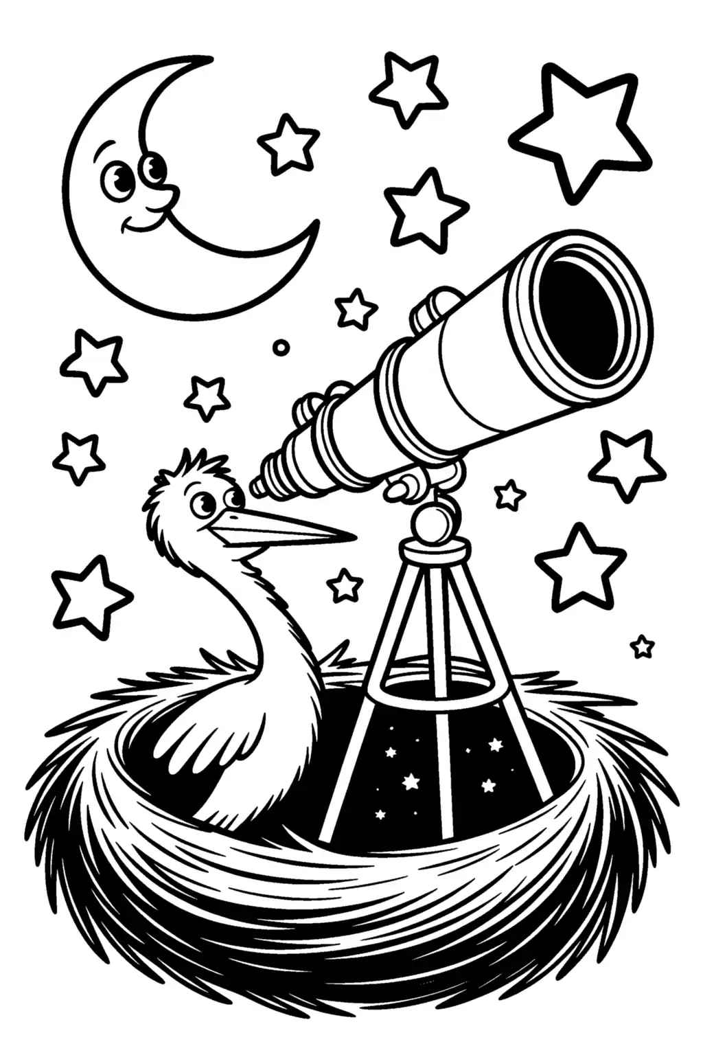 Pobierz PDF bocian astronom w swoim gniezdzie darmowa kolorowanka do druku