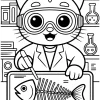 Pobierz PDF kot naukowiec w laboratorium darmowa kolorowanka do druku