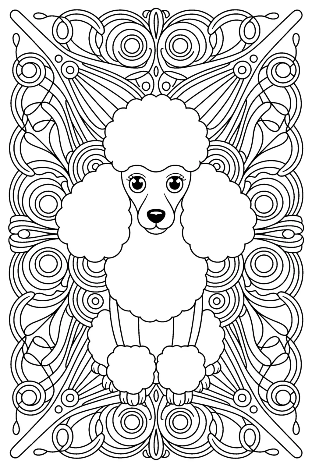 Pobierz PDF mandala elegancki pudel darmowa kolorowanka do druku