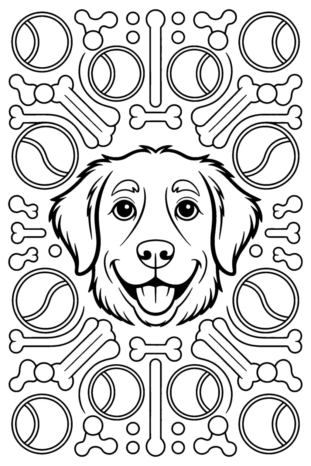 Pobierz PDF mandala golden retriever z zabawkami darmowa kolorowanka do druku