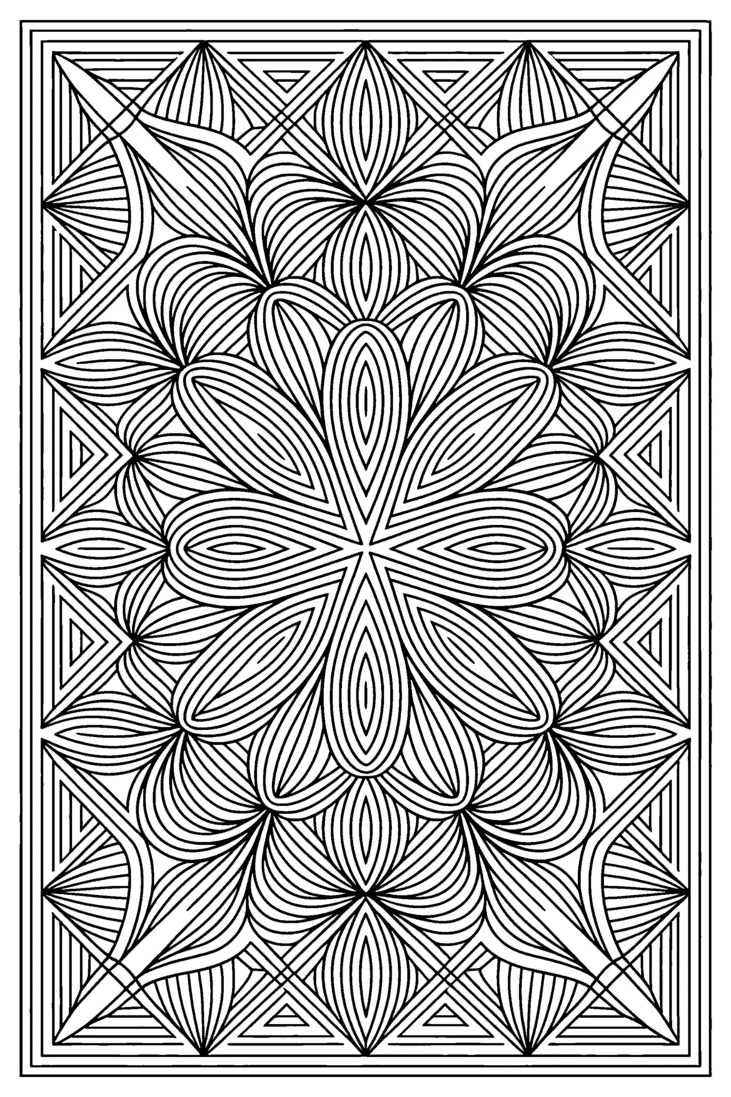 Pobierz PDF mandala kwiat w ramie darmowa kolorowanka do druku