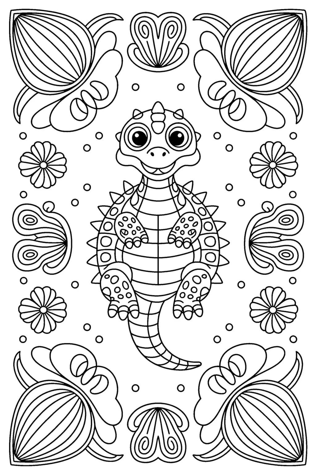 Pobierz PDF mandala maly smok w ogrodzie darmowa kolorowanka do druku