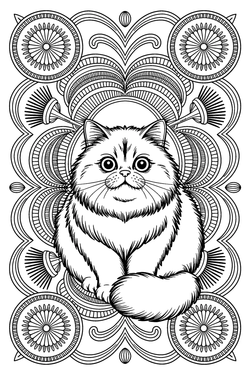 Pobierz PDF mandala puszysty kot perski darmowa kolorowanka do druku