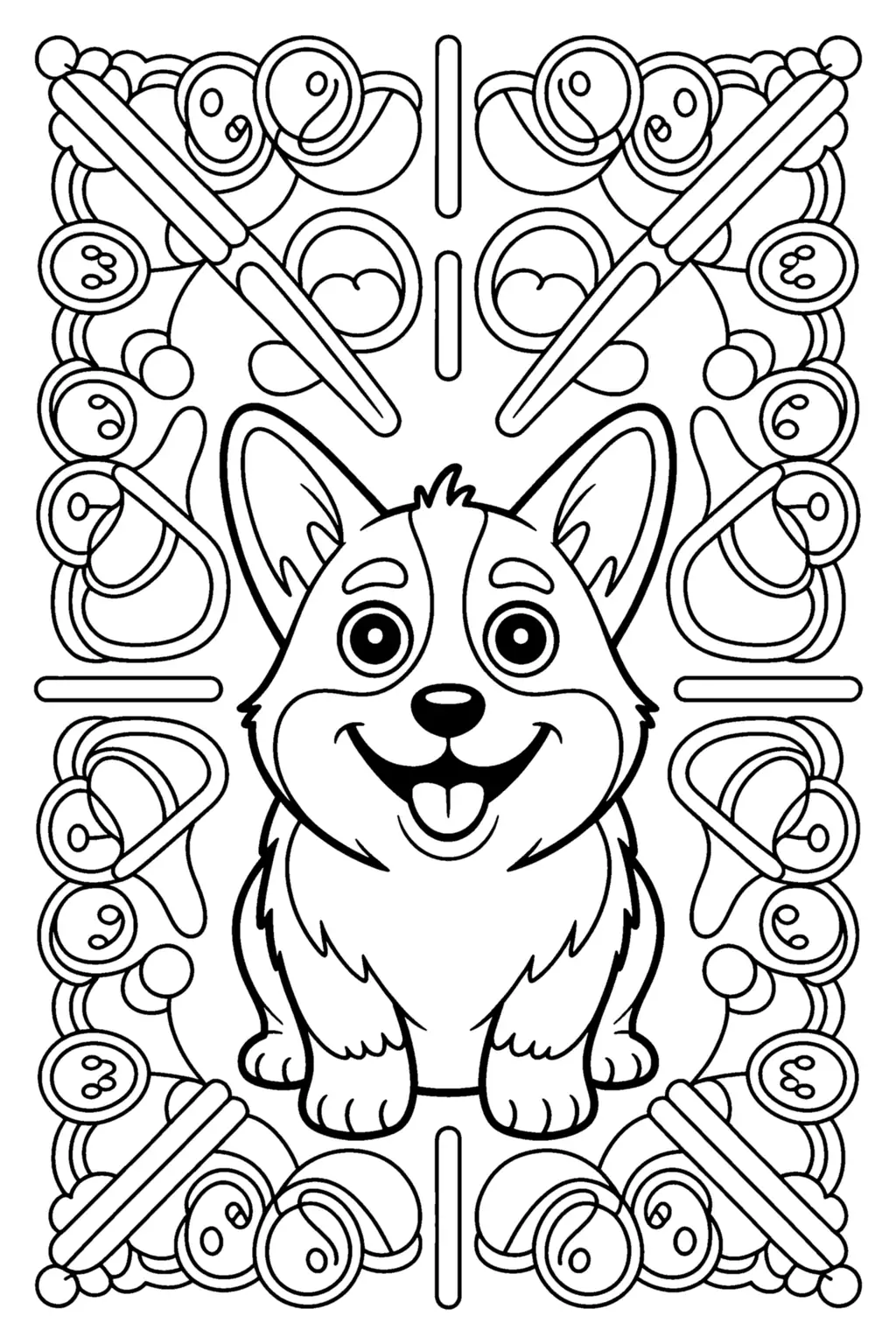 Pobierz PDF mandala wesoly pies corgi darmowa kolorowanka do druku
