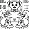 Pobierz PDF strazak czyta dzieciom w bibliotece darmowa kolorowanka do druku