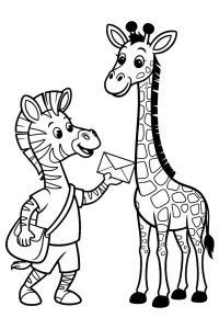 Kolorowanka do druku - Zebra listonosz dostarcza pocztę (PDF)