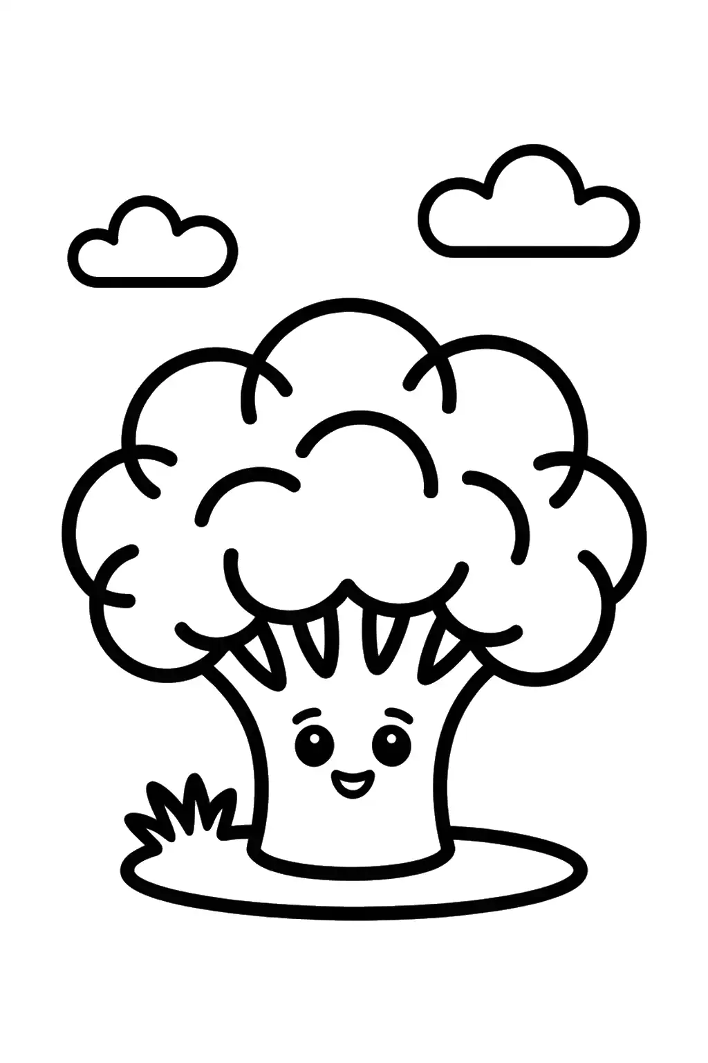 Brocoli sous les nuages du ciel - Coloriage à imprimer