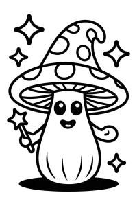 Magiczny grzyb z kropkami na kapeluszu - Kolorowanka do druku