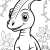 Dinosaurier mit langem gebogenen Kamm - Malvorlage zum Ausdrucken