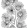 Gałązka kwiatów z okrągłymi środkami - Kolorowanka do druku