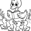 Duck Reading by the Pond - Printable coloring page