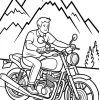 Mężczyzna na motocyklu w górach - Kolorowanka do druku