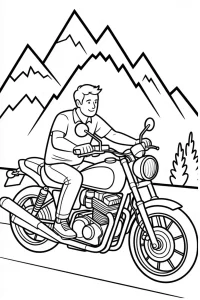 Mężczyzna na motocyklu w górach