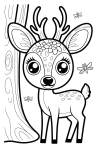 Jeune cerf avec fleurs sur la tête - Coloriage à imprimer