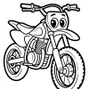 Motocykl crossowy z dużymi oczami - Kolorowanka do druku