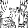 Parrot with Mirror and Chest - Printable coloring page