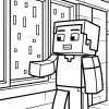 Postać Minecraft przy dużym oknie - Kolorowanka do druku
