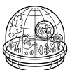 Plantas en cúpula espacial de cristal - Dibujo para colorear para imprimir