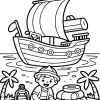 Sailboat with Flag and Child - Printable coloring page